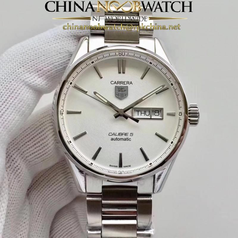 Replica Tag Heuer Carrera Calibre 5 Day-Date 41MM WAR201B.BA0723 N Stainless Steel White Dial Swiss 2836-2