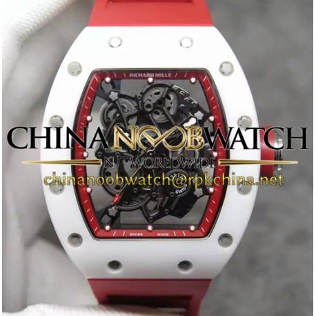 Replica Richard Mille RM55 White Ceramic Red Skeleton Dial M8215