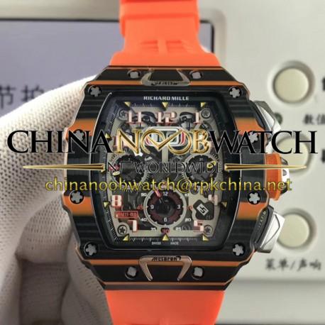 Replica Richard Mille RM011-03 McLaren Automatic Flyback Chronograph KV Black & Orange Forged Carbon Skeleton Dial Swiss 7750