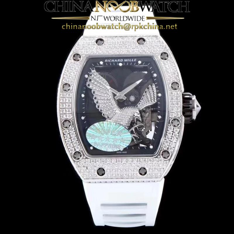 Replica Richard Mille RM023 KV Stainless Steel & Diamonds Diamond Eagle Skeleton Dial M8215