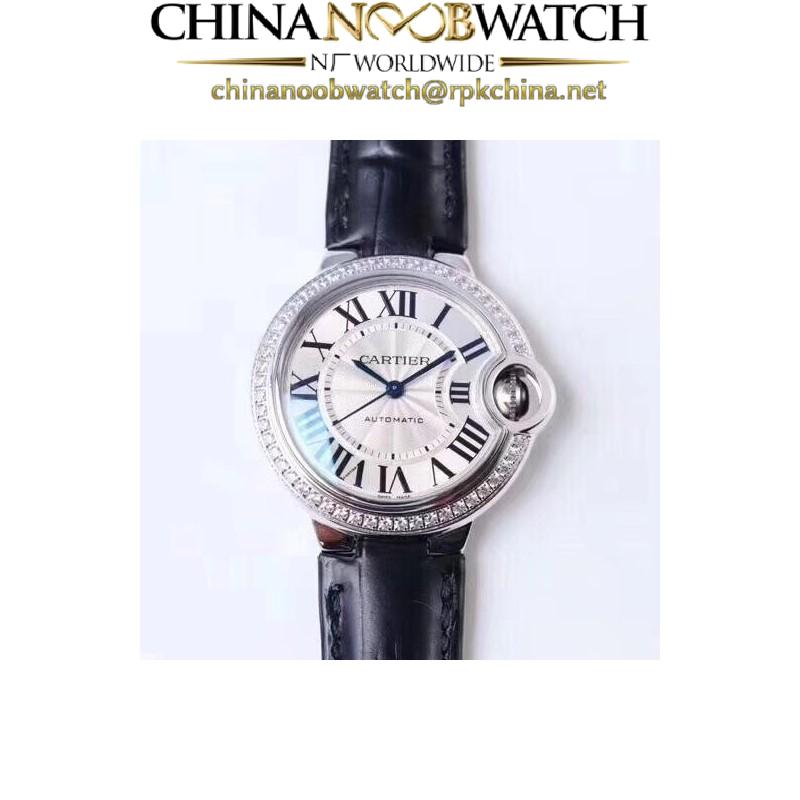 Replica Ballon Bleu De Cartier 33MM W4BB0016 TW Stainless Steel & Diamonds Silver Dial Seiko NH05A