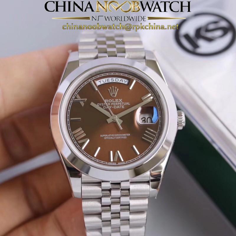 Replica Rolex Day-Date II 218206 41MM KS Stainless Steel Chocolate Dial Swiss 2836-2