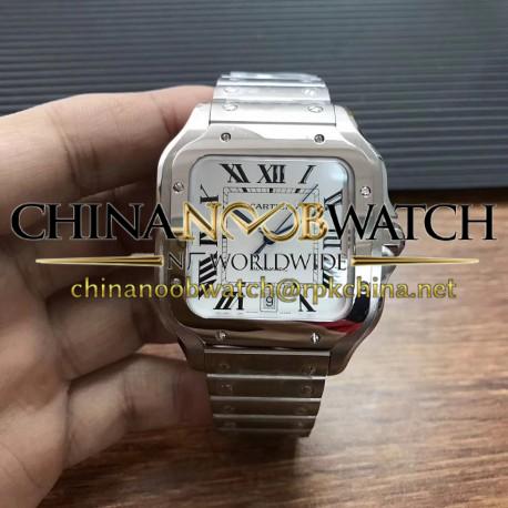 Replica Cartier Santos De Cartier Large 2018 WSSA0009 KOR Stainless Steel White Dial M9015