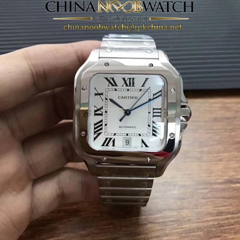 Replica Cartier Santos De Cartier Large 2018 WSSA0009 KOR Stainless Steel White Dial M9015