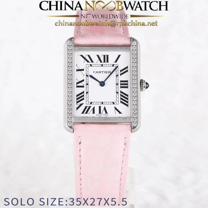 Replica Cartier Tank Solo Ladies 35MM AF Stainless Steel White Dial Swiss Ronda Quartz