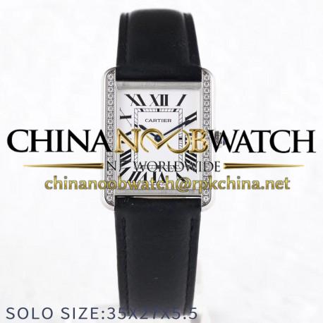 Replica Cartier Tank Solo Ladies 35MM AF Stainless Steel White Dial Swiss Ronda Quartz