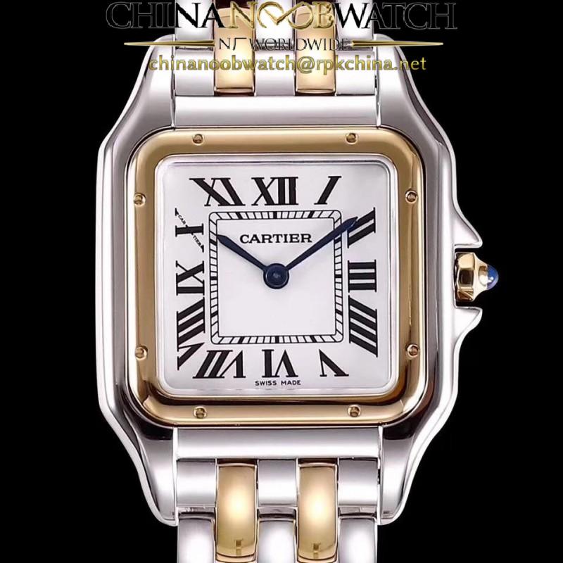 Replica Panthere de Cartier Medium Ladies W2PN0007 KOR Stainless Steel & Rose Gold White Dial Swiss Ronda Quartz