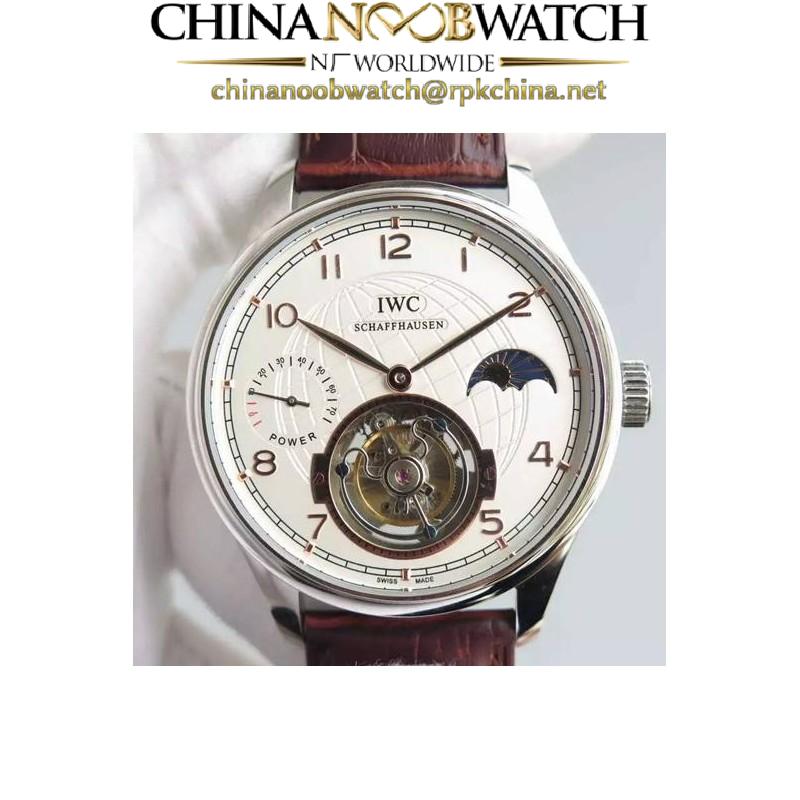 Replica IWC Portuguese Tourbillon Moonphase Power Reserve Stainless Steel White Dial Swiss IWC Tourbillon