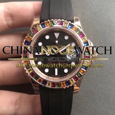 Replica Rolex Yacht-Master 40 116695SATS GM Stainless Steel 904L With 18K Rose Gold Wrapped & Diamond Black Dial Swiss 3135