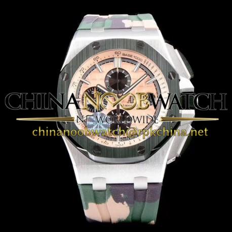 Replica Audemars Piguet Royal Oak Offshore Chronograph Combat 2018 SIHH 26400 JF V2 Stainless Steel Beige Dial Swiss 3126