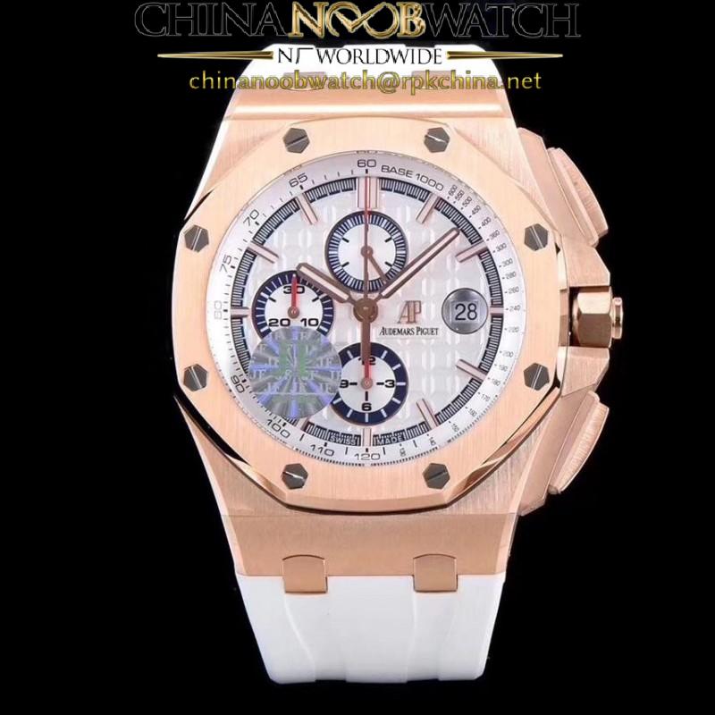 Replica Audemars Piguet Royal Oak Offshore 50 Byblos Saint-Tropez 26408OR.OO.A010CA.01.99 JF V2 Rose Gold White Dial Swiss 3126