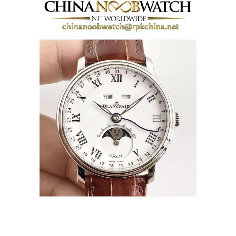 Blancpain Villeret Quantieme Complet 8 Jours 6639-3437-55B OM Stainless Steel White Dial Swiss 6639