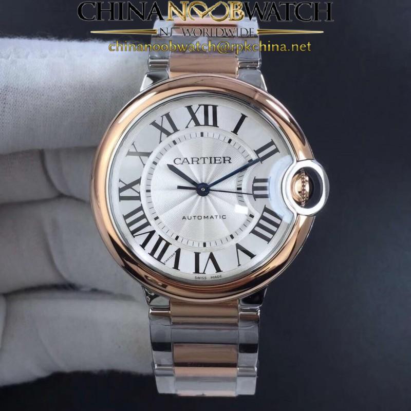 Replica Ballon Bleu De Cartier 33MM W2BB0023 V6 Stainless Steel & Rose Gold Silver Dial Seiko NH05A