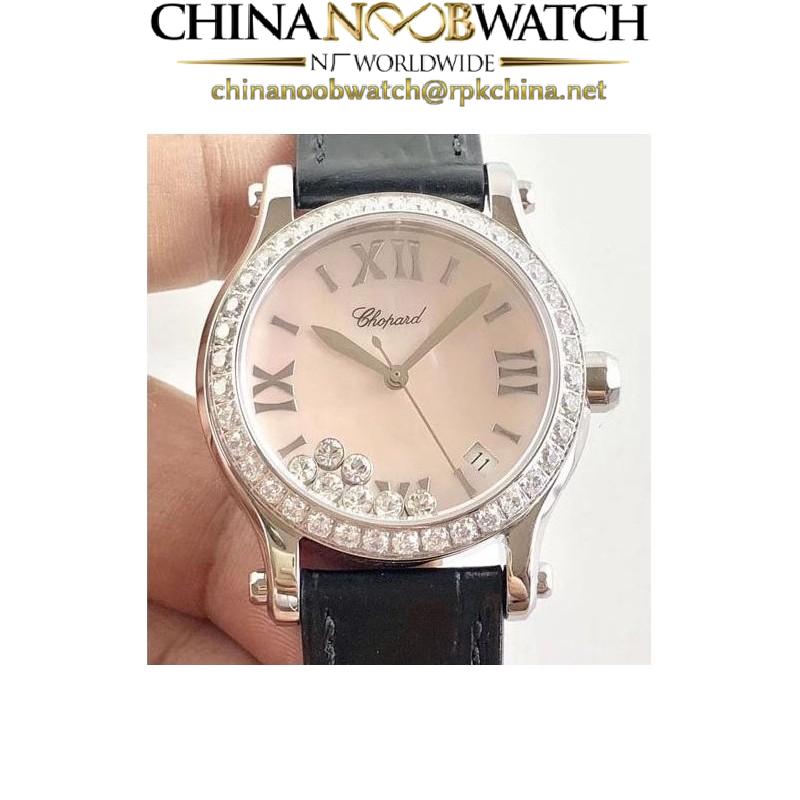 lReplica Chopard Happy Sport 36MM Automatic 278559 Noob Stainless Steel & Diamond Pink Dial Swiss 2892