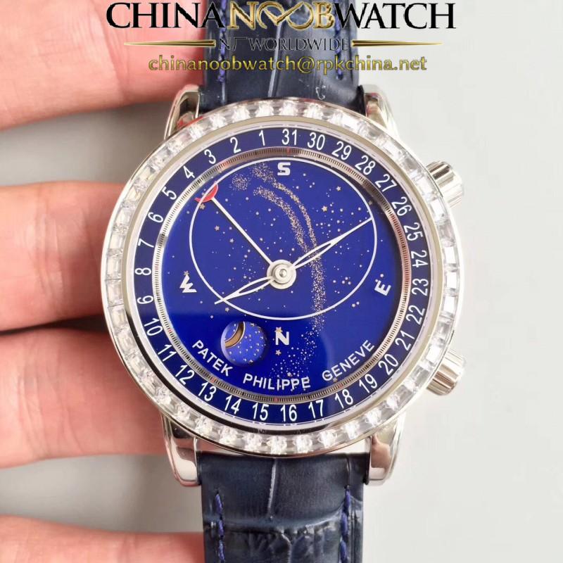 Replica Patek Philippe Grand Complications Sky Moon Celestial 6102P-001 Noob Stainless Steel Blue Dial Swiss 240 LU CL C