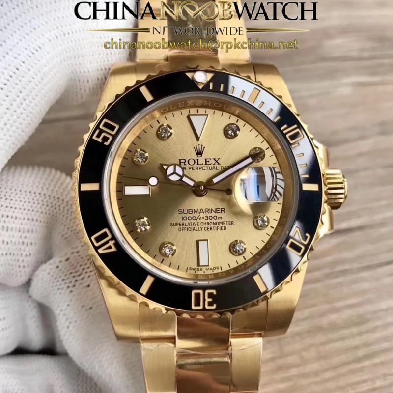 Replica Rolex Submariner Date 116618LN BP Yellow Gold Champagne Dial Swiss 2836-2