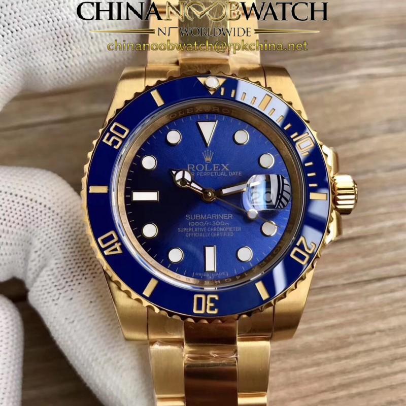 Replica Rolex Submariner Date 116618LB BP Yellow Gold Blue Dial Swiss 2836-2