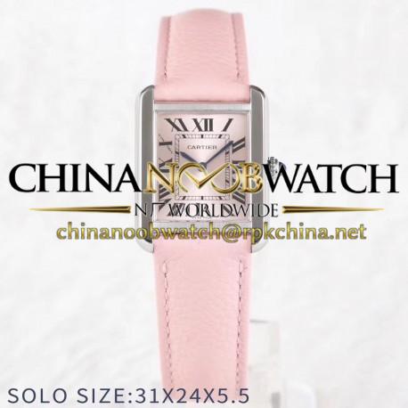 Replica Cartier Tank Solo Ladies 31MM AF Stainless Steel Rose Gold Dial Swiss Ronda Quartz