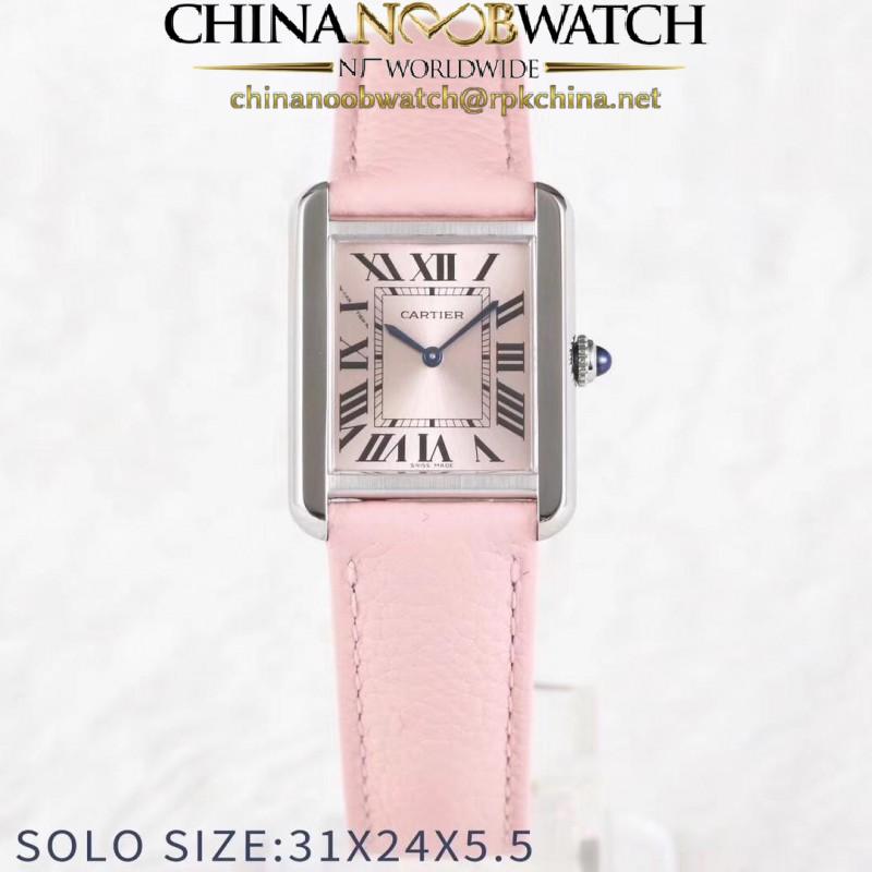 Replica Cartier Tank Solo Ladies 31MM AF Stainless Steel Rose Gold Dial Swiss Ronda Quartz