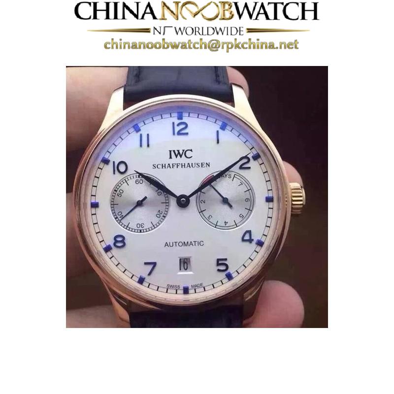 Replica IWC Portuguese IW500704 Power Reserve Rose Gold White Dial Blue Markers Swiss IWC 52010