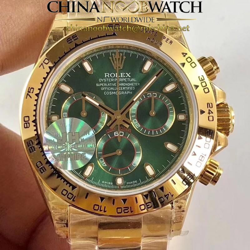 Replica Rolex Daytona Cosmograph 116508 JH Yellow Gold Green Dial Dial Swiss 4130 Run 6@SEC