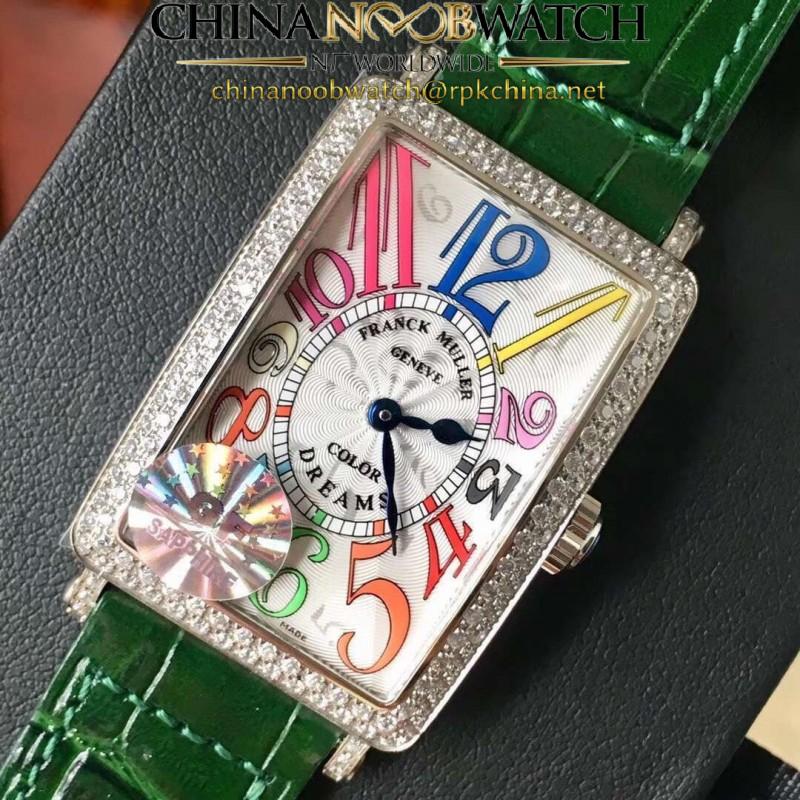 Replica Franck Muller Ladies Long Island Color Dreams 1200 CH COL DRM D GF Stainless Steel & Diamonds Silver Dial Swiss Quartz