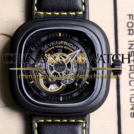 Replica SevenFriday P2B/02 Revolution SW PVD Black & Yellow Dial Miyota 82S7