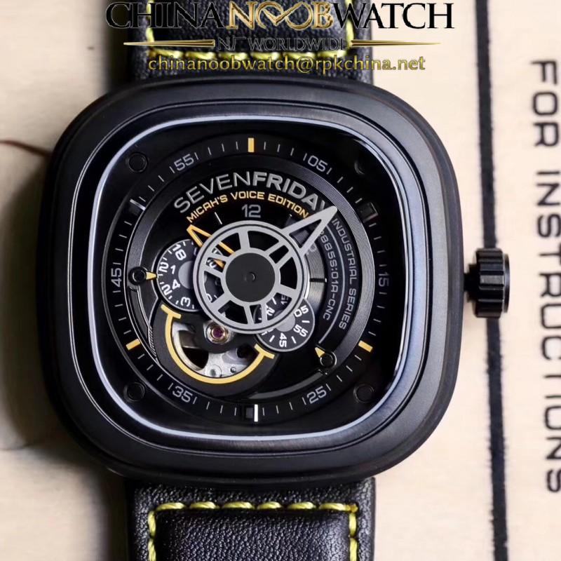 Replica SevenFriday P2B/02 Revolution SW PVD Black & Yellow Dial Miyota 82S7