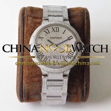 Replica Ballon Bleu De Cartier 42MM Full Paved Diamonds TW Stainless Steel & Diamond Diamond Dial M9015