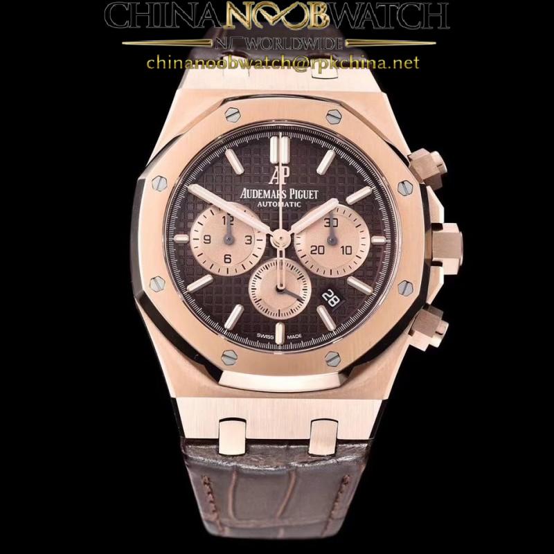 Replica Audemars Piguet Royal Oak Chronograph 26331 OM Rose Gold Chocolate Dial Swiss 7750