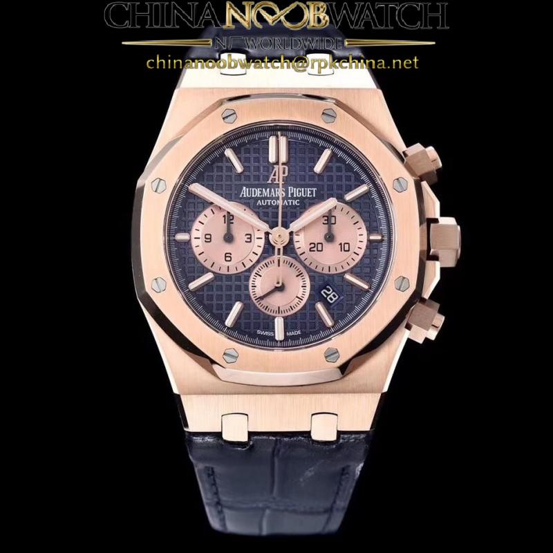 Replica Audemars Piguet Royal Oak Chronograph 26331 OM Rose Gold Blue Dial Swiss 7750