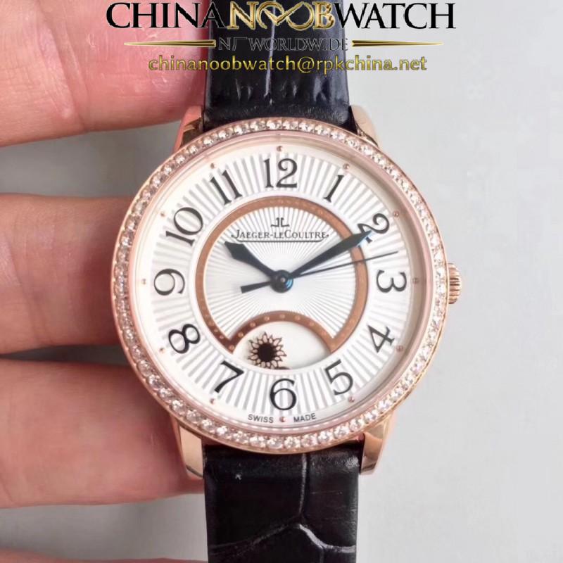 Replica Jaeger-LeCoultre Ladies Rendez-Vous Night & Day 3442430 34MM Noob Rose Gold & Diamonds White Dial Swiss 898A/1