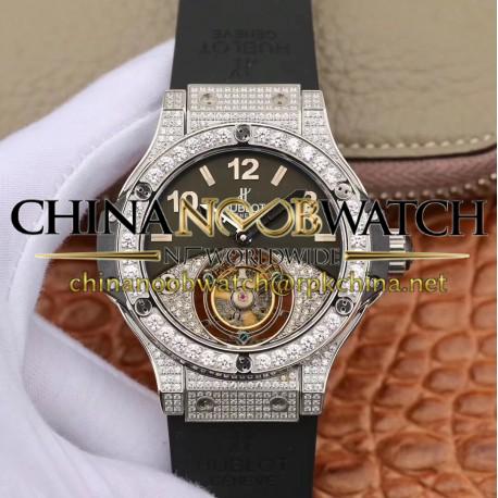 Replica Hublot Big Bang Tourbillon Noob Stainless Steel & Diamonds Black & Diamond Dial Swiss Tourbillon