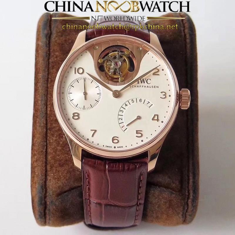 Replica IWC Portuguese Tourbillon Mystery IW504602 ZF Rose Gold White Dial Swiss Tourbillon