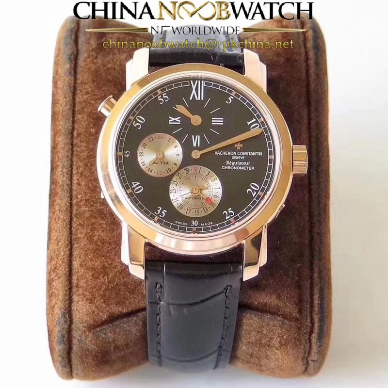 Replica Vacheron Constantin Malte Regulateur Dual Time 42005/000J K11 Rose Gold Black Dial Swiss 1206