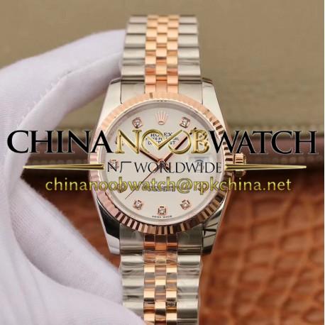 Replica Rolex Datejust 36MM 116231 GM Stainless Steel 904L & Rose Gold White Dial Swiss 2824-2