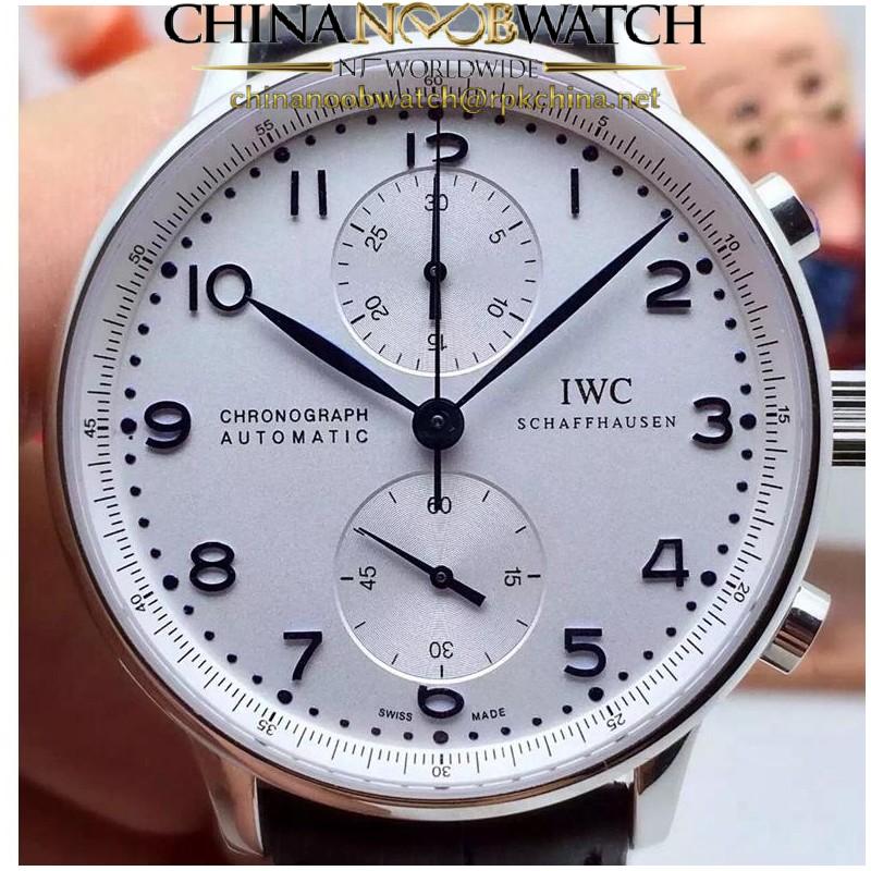 Replica IWC Portuguese IW371417 Chronograph Stainless Steel White Dial Blue Markers Swiss IWC 89000