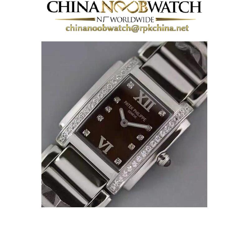 Replica Patek Philippe Ladies Twenty-4 4910/10A Noob Stainless Steel Brown Dial Swiss Ronda Quartz