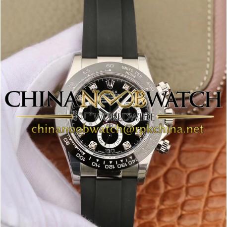 Replica Rolex Daytona Cosmograph 116519LN Noob V2 Stainless Steel 904L Black Dial Swiss 4130 Run 6@SEC