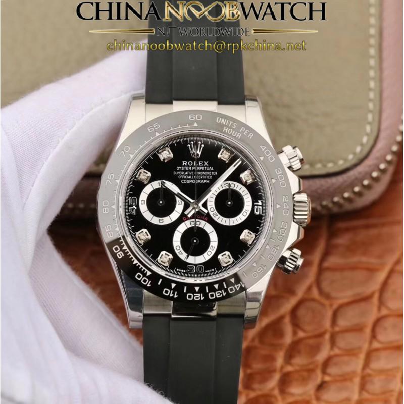 Replica Rolex Daytona Cosmograph 116519LN Noob V2 Stainless Steel 904L Black Dial Swiss 4130 Run 6@SEC