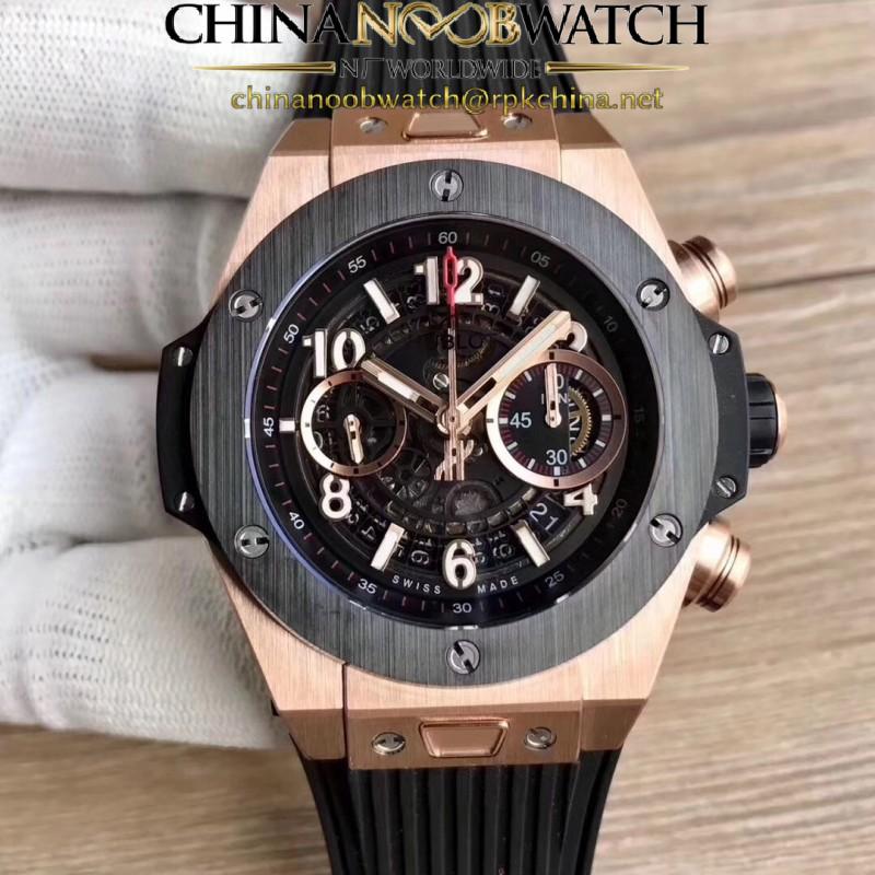 Replica Hublot Big Bang Unico King Gold Ceramic 411.OM.1180.RX Noob Rose Gold Skeleton Dial Swiss HUB1220