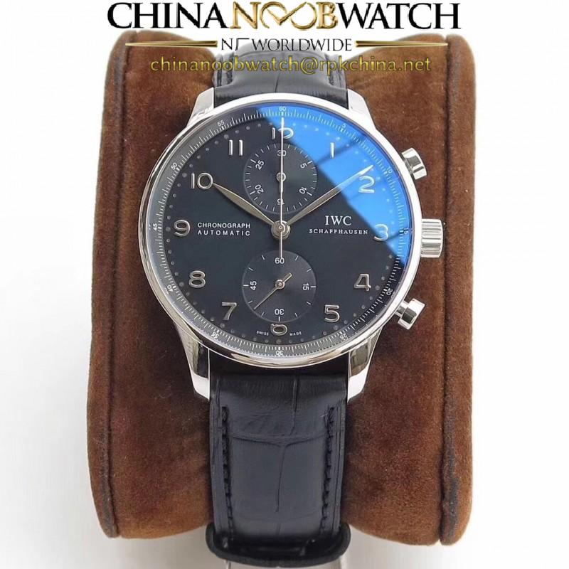 Replica IWC Portugieser Chronograph IW371447 ZF V2 Stainless Steel Black Dial Swiss 7750