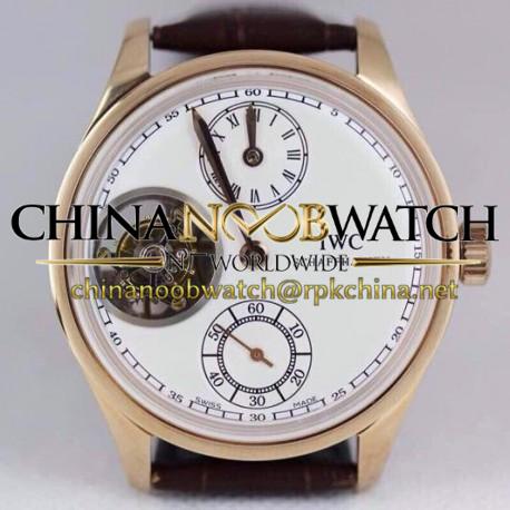 Replica IWC Portuguese Regulateur Tourbillon IW5446 Rose Gold White Dial Swiss Tourbillon