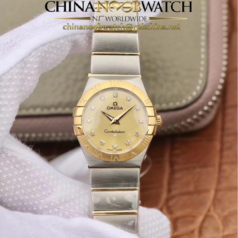 Replica Omega Constellation Manhattan 28MM TW Stainless Steel & Yellow Gold Champagne Dial Swiss Quartz