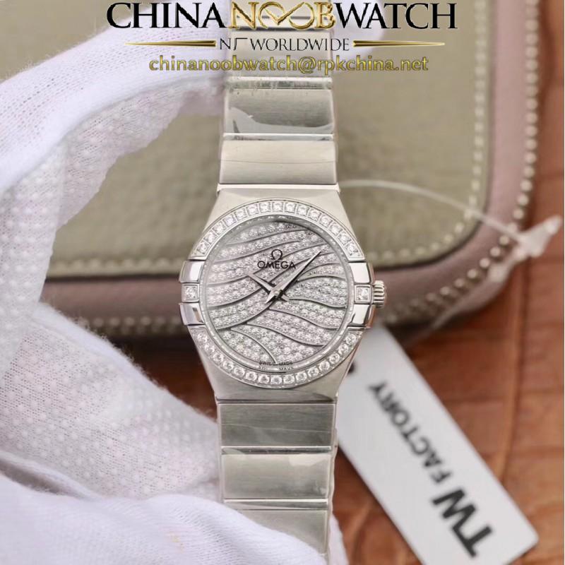 Replica Omega Constellation Manhattan 28MM TW Stainless Steel Diamond Dial Swiss Quartz