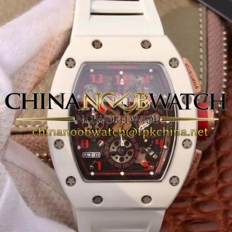 Replica Richard Mille RM011-FM Felipe Massa Flyback Dubai Chronograph KV White Ceramic Skeleton Dial Swiss 7750