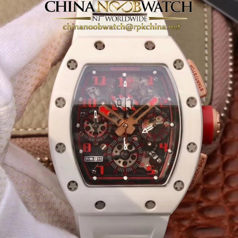 Replica Richard Mille RM011-FM Felipe Massa Flyback Dubai Chronograph KV White Ceramic Skeleton Dial Swiss 7750