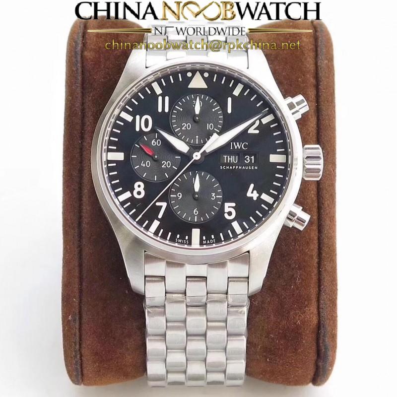 Replica IWC Pilot Chronograph IW377710 ZF Stainless Steel Black Dial Swiss 7750