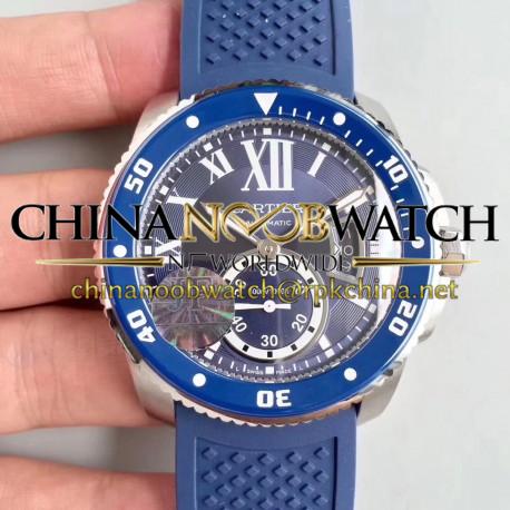 Replica Calibre De Cartier Diver WSCA0010 42MM JF Stainless Steel Blue Dial A23J