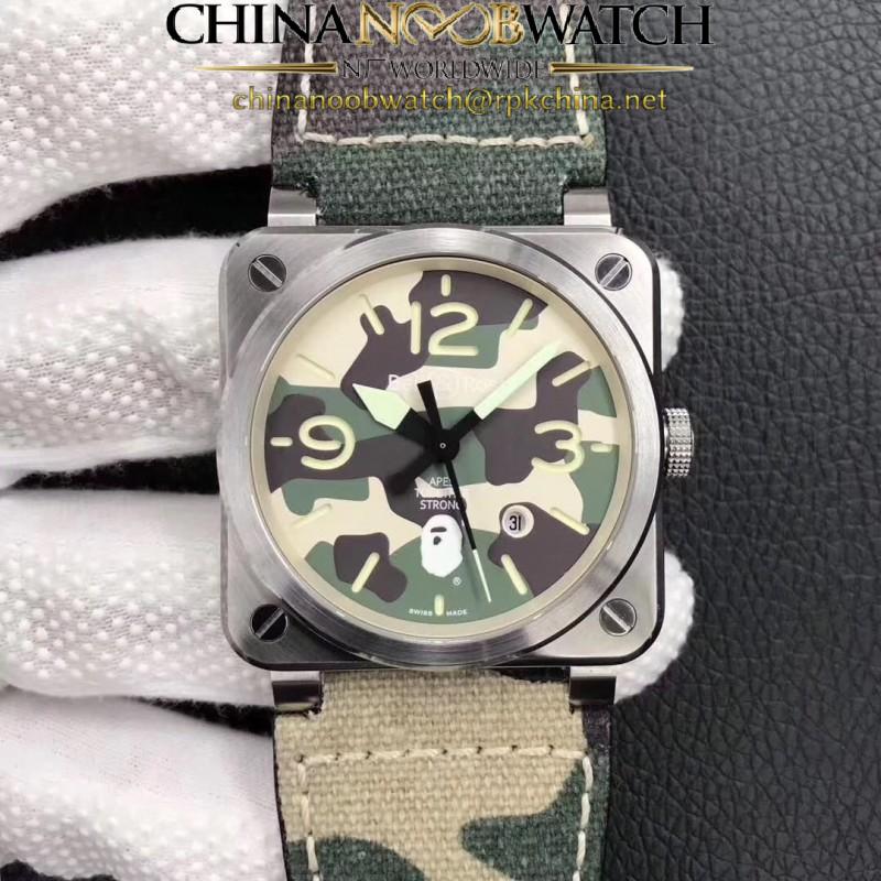 Replica Bell & Ross BR 03-92 Steel Bape Noob V3 Stainless Steel Camouflage Apes Dial M9015